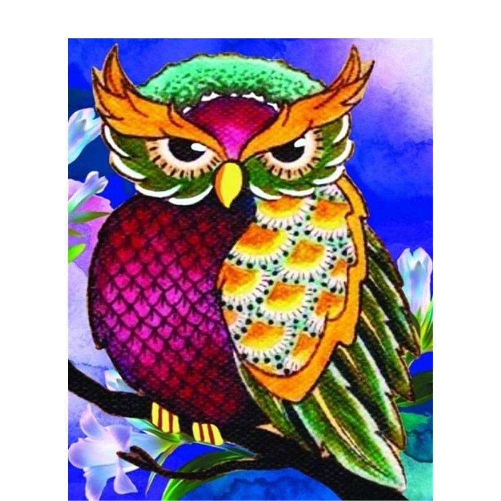 Kit peinture diamant hibou 80x100cm en strass ronds pour broderie 5D