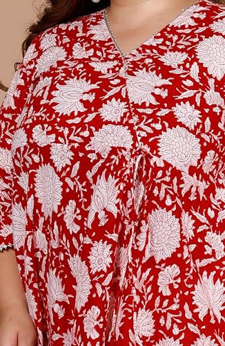 Image of Doriyaan Womens Plus Size Pure Cotton Floral Printed Anarkali Kurta