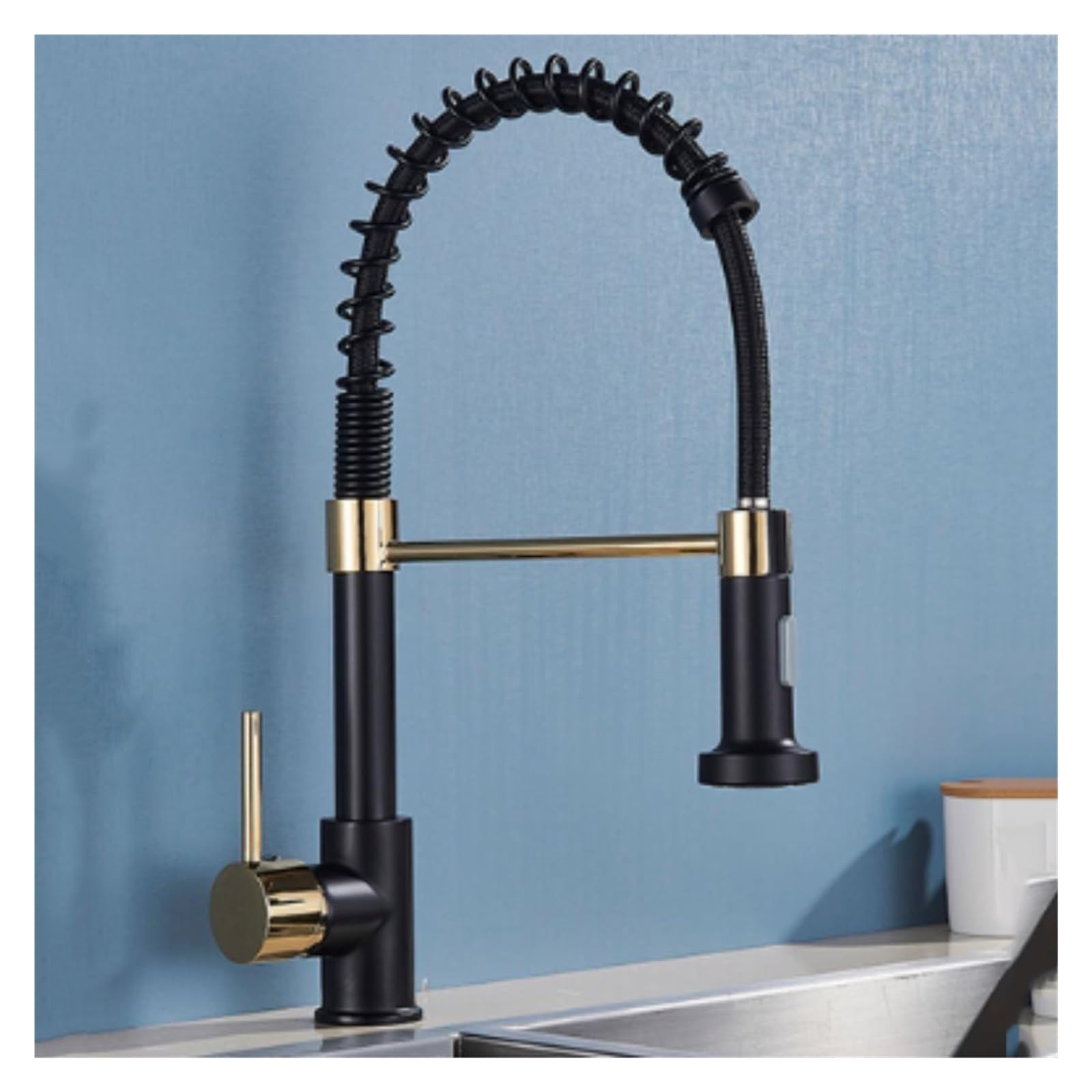 ZQFHSX Matte Black Kitchen Faucet with PullOut Sprayer 360° Swivel Mixer for Countertop Mount Hot & Cold Water Stylish Nickel Design
