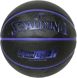 Spalding | Highlight In-Out Rubber Basketball (84-356Z) Black | Blue - Sports & Games