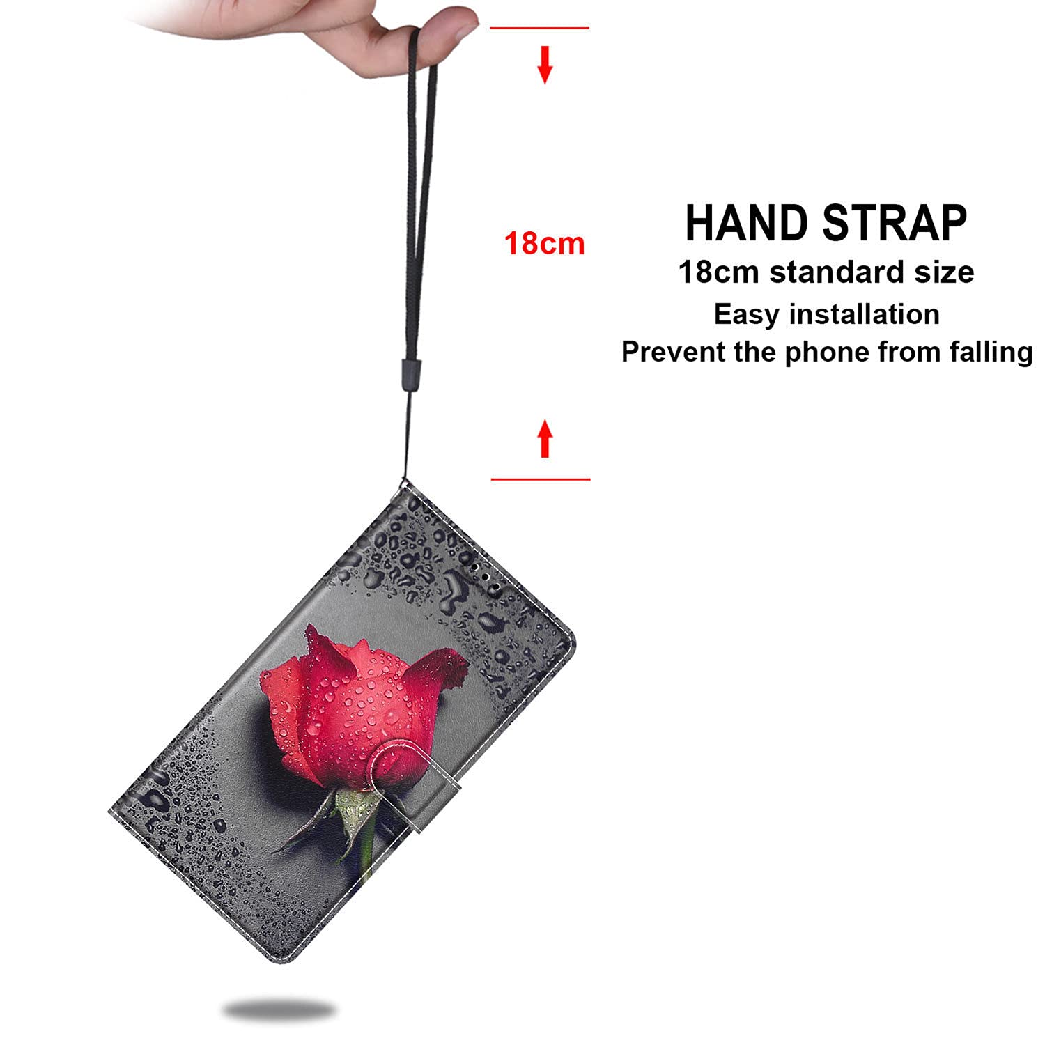 Guxira Cover Pelle Con Portafoglio Per Xiaomi Redmi Note 8 (2019/2021) - Custodia A Libro Magnetica Con Slot Carte E Cordino - Rosa Argento - 3