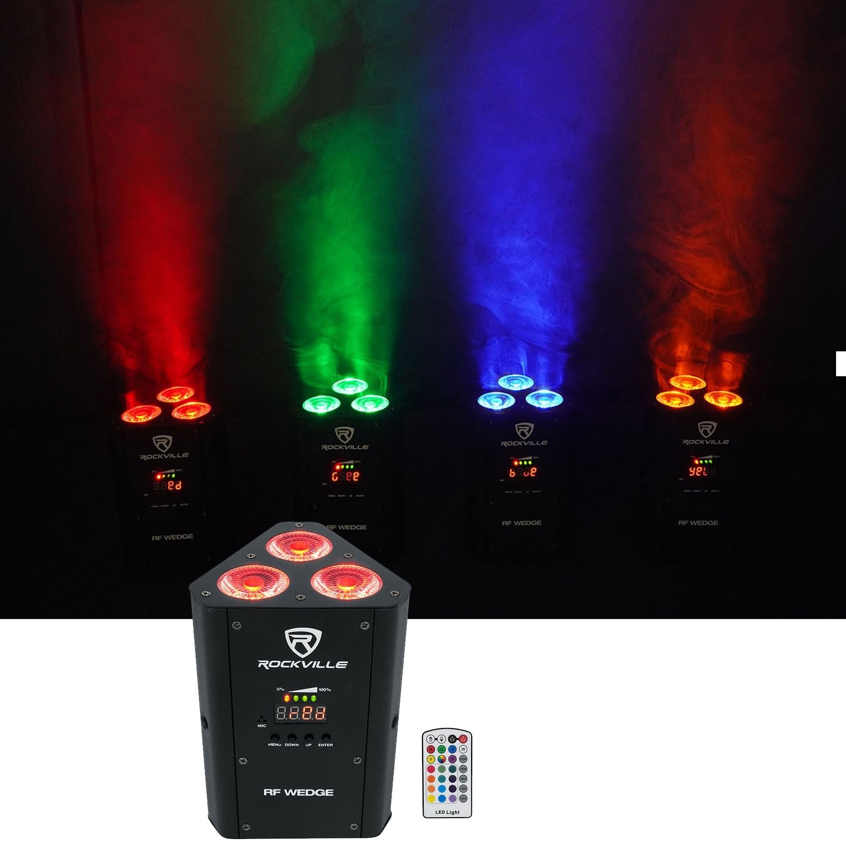 Amazon.com: Rockville RF Wedge Black Rechargeable RGBWA+UV Par Up