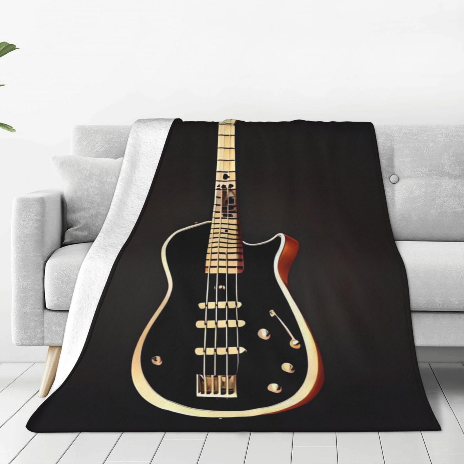 Couverture en flanelle motif guitare pour canapé et lit - Plaid doux toutes saisons