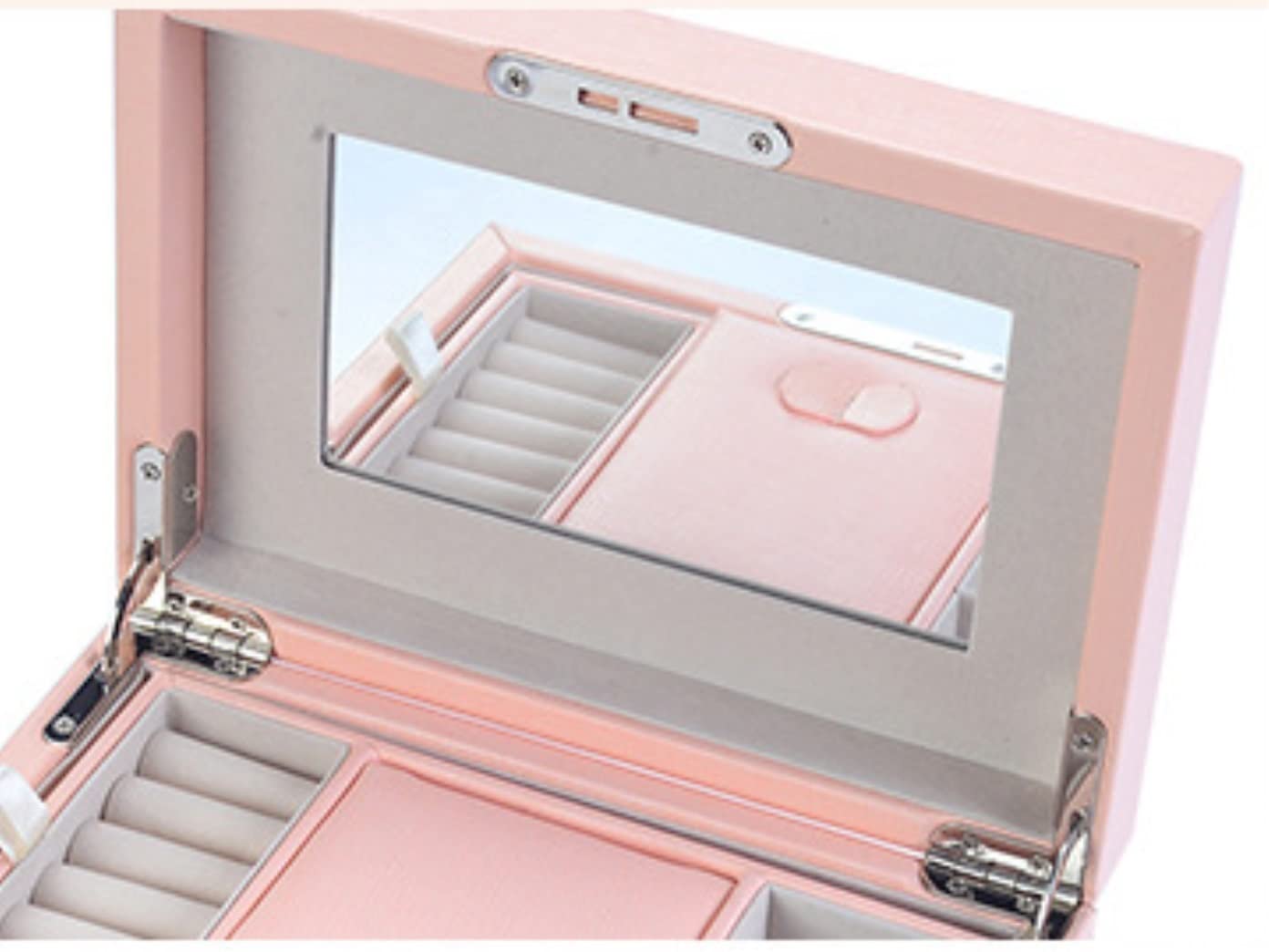 Caja De Joyería Caja de joyería Caja de joyería con Cerradura Organizador Estuche de Viaje con Espejo Anillos Collar Almacenamiento de Joyas Organizador De Joyas(White)
