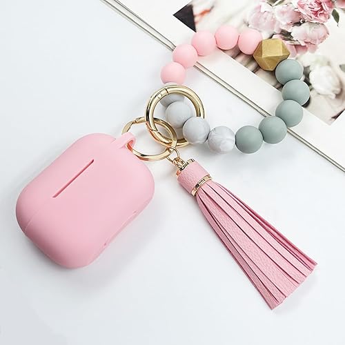 Miniatura 3 de Funda de silicona suave para Airpods Pro, funda de silicona suave con pulsera y llavero, bonita funda para Apple Airpod Pro para mujeres y niñas