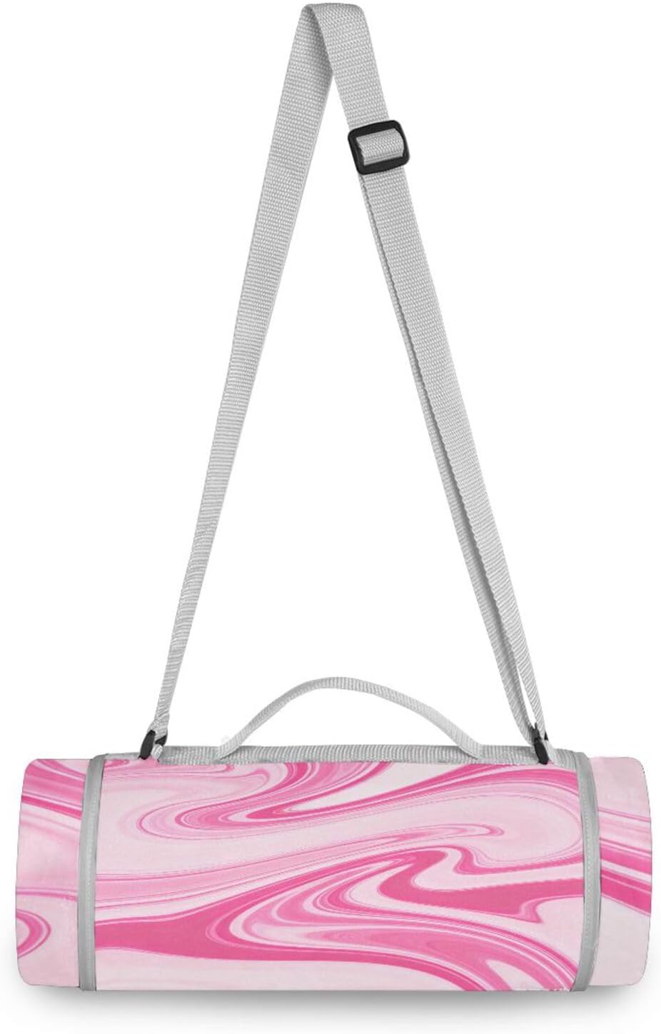 Round Park Blanket - Fits 2 Adults, Summer Accessories Large Garden Mat for Beach Mat or Family Outdoor Camping Party 58 in (Peach Waves)