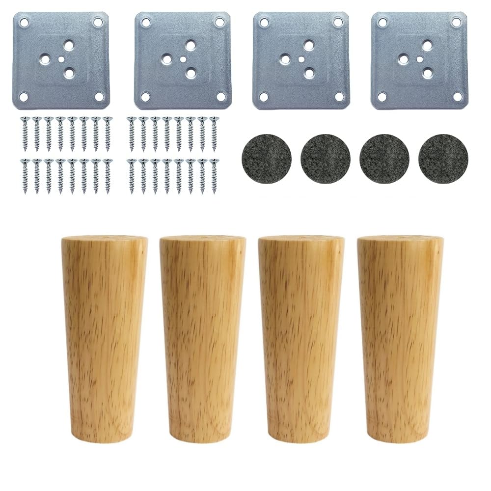 Patas de madera maciza para sofás y sillas con alfombrilla antideslizante