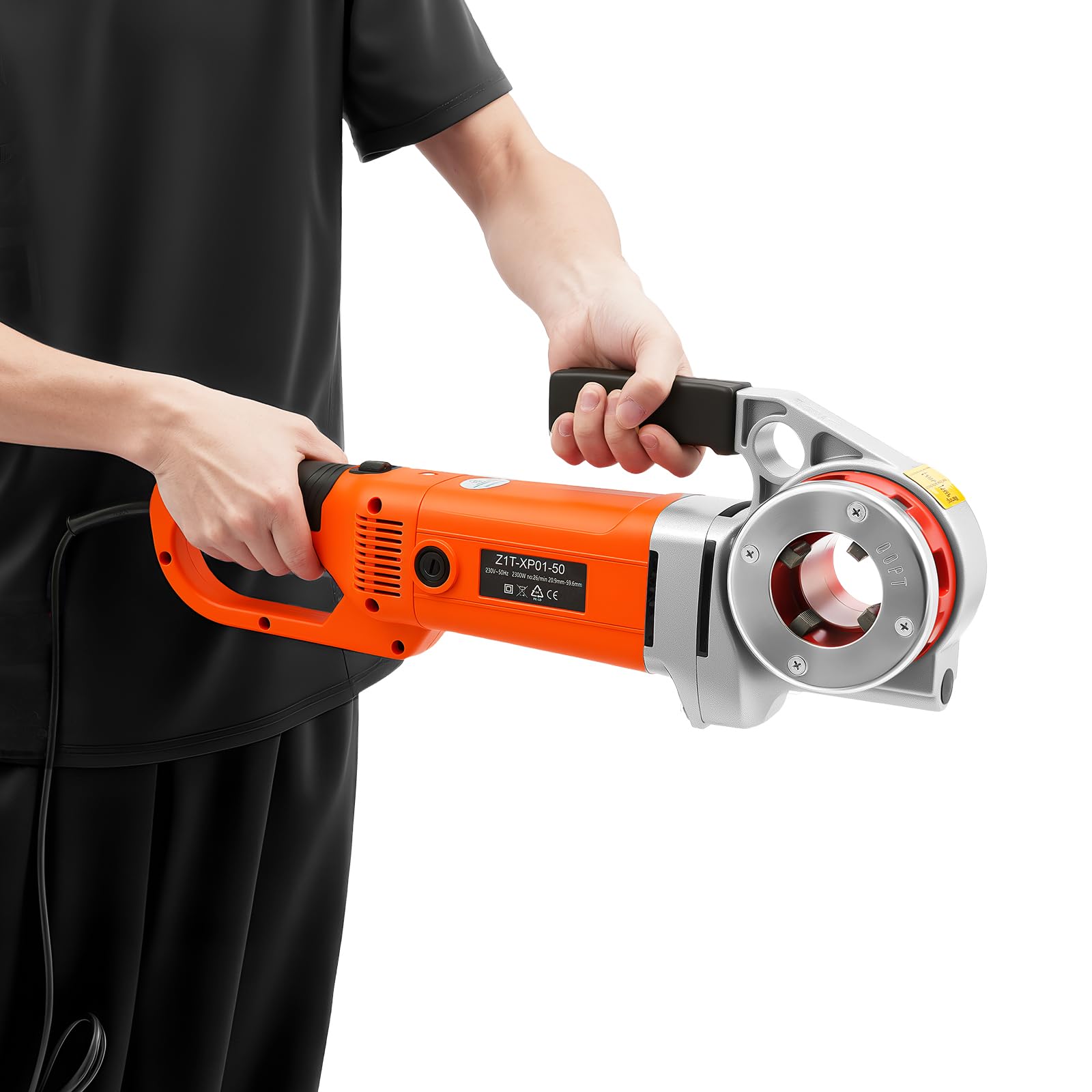 Filettatrice elettrica per tubi, 2300 W, con 6 ganasce filettate da 1/2"-2", robusta lega di alluminio + valigetta, per sanitari, riscaldamento e officina