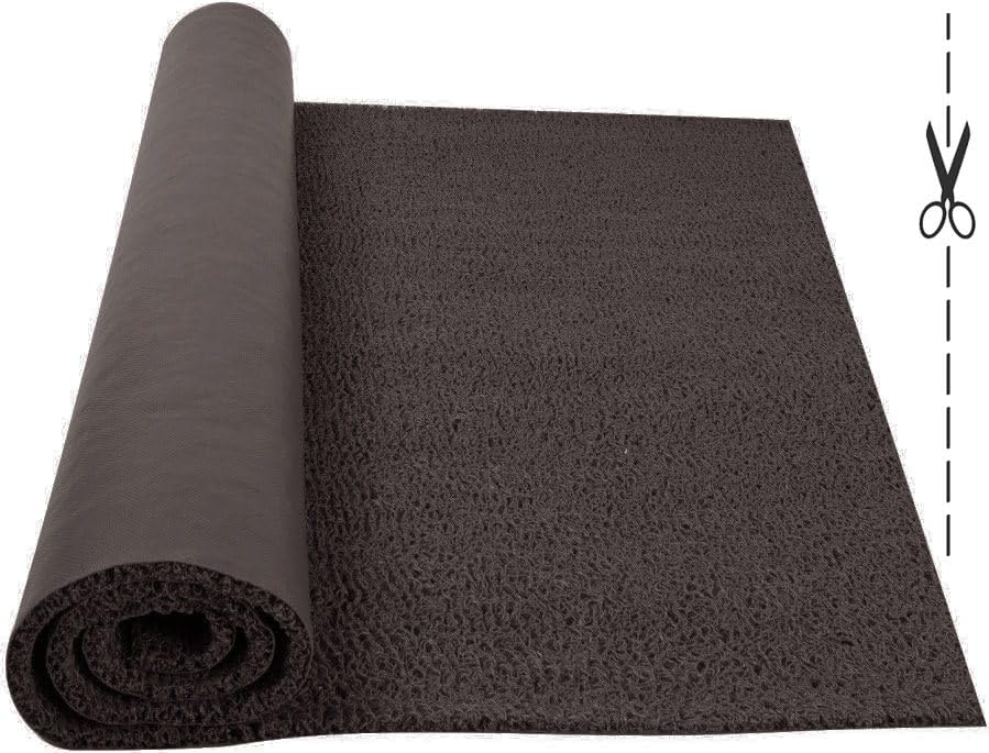Rollo Alfombra entrada Felpudo Rizo PVC Vinilo Rizos Coil - Ancho 1,20m x 1m Largo. Espesor grosor 17mm con Base Antideslizante | Venta por metros continuos a Medida | Color Marrón