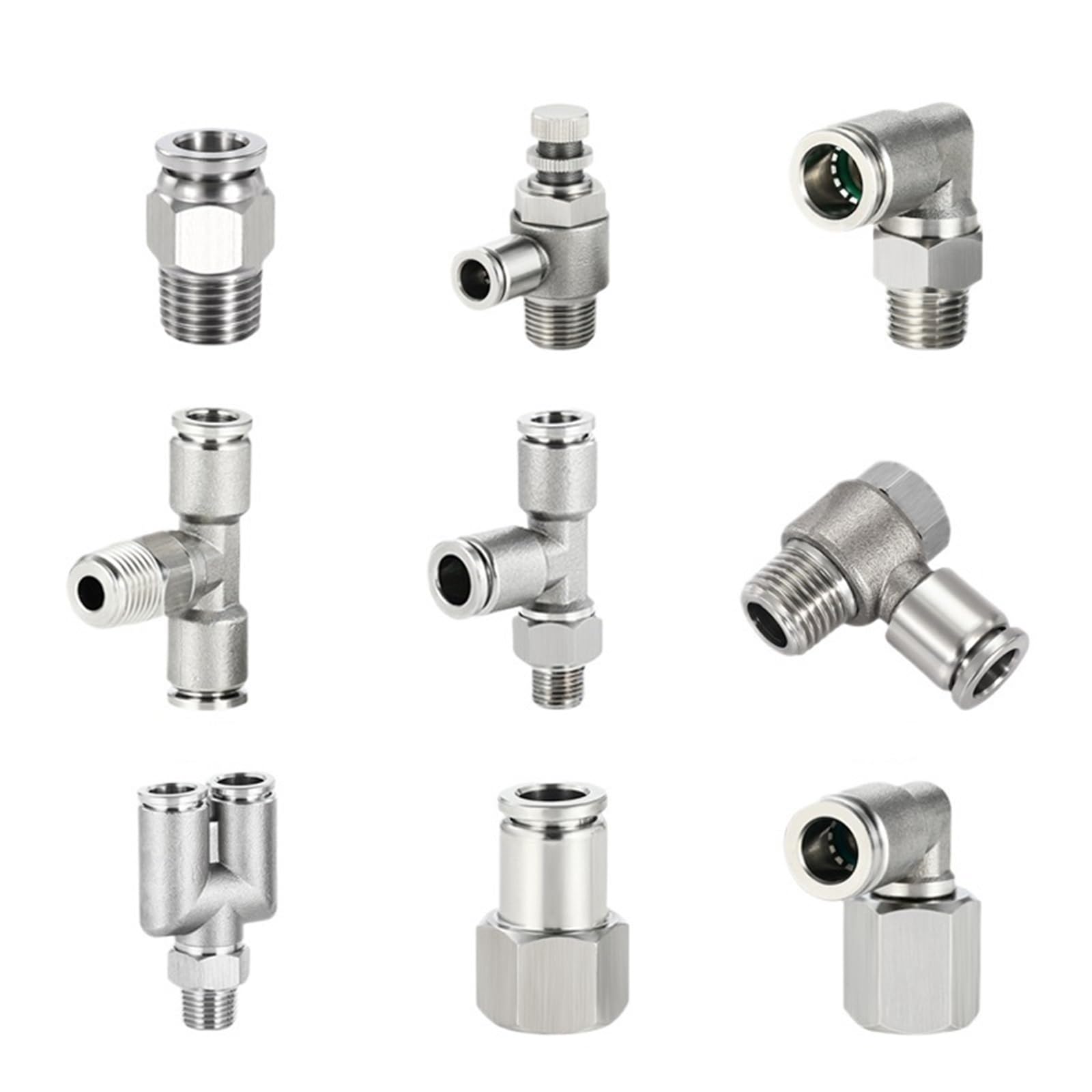 Conector de tubo neumático PH de montaje de manguera de aire de acero inoxidable 304 1/8 1/4 3/8 1/2 M5 de liberación rápida 1 Uds(6-04)