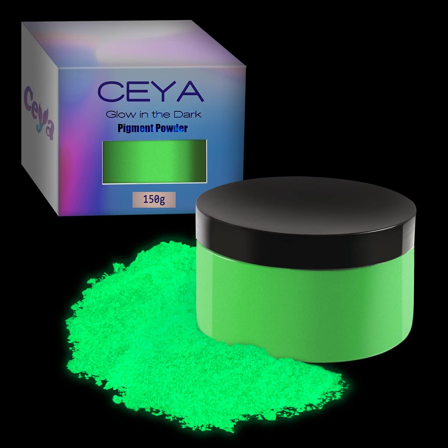 Ceya Fluorescent Aqua Glow Powder, 5.3oz/150g Glow in The Dark Powder