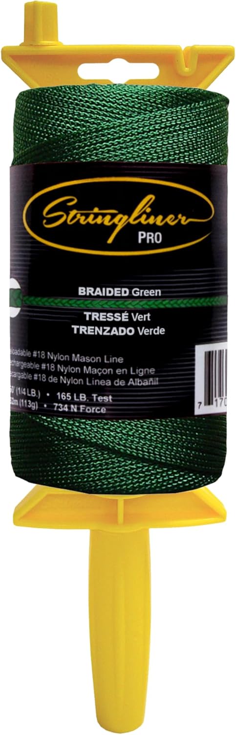 25756 Pro Mason’s Line Reels – 1 Lb. Stringliner® PRO BRAIDED GREEN 1000'. (1 Pack)