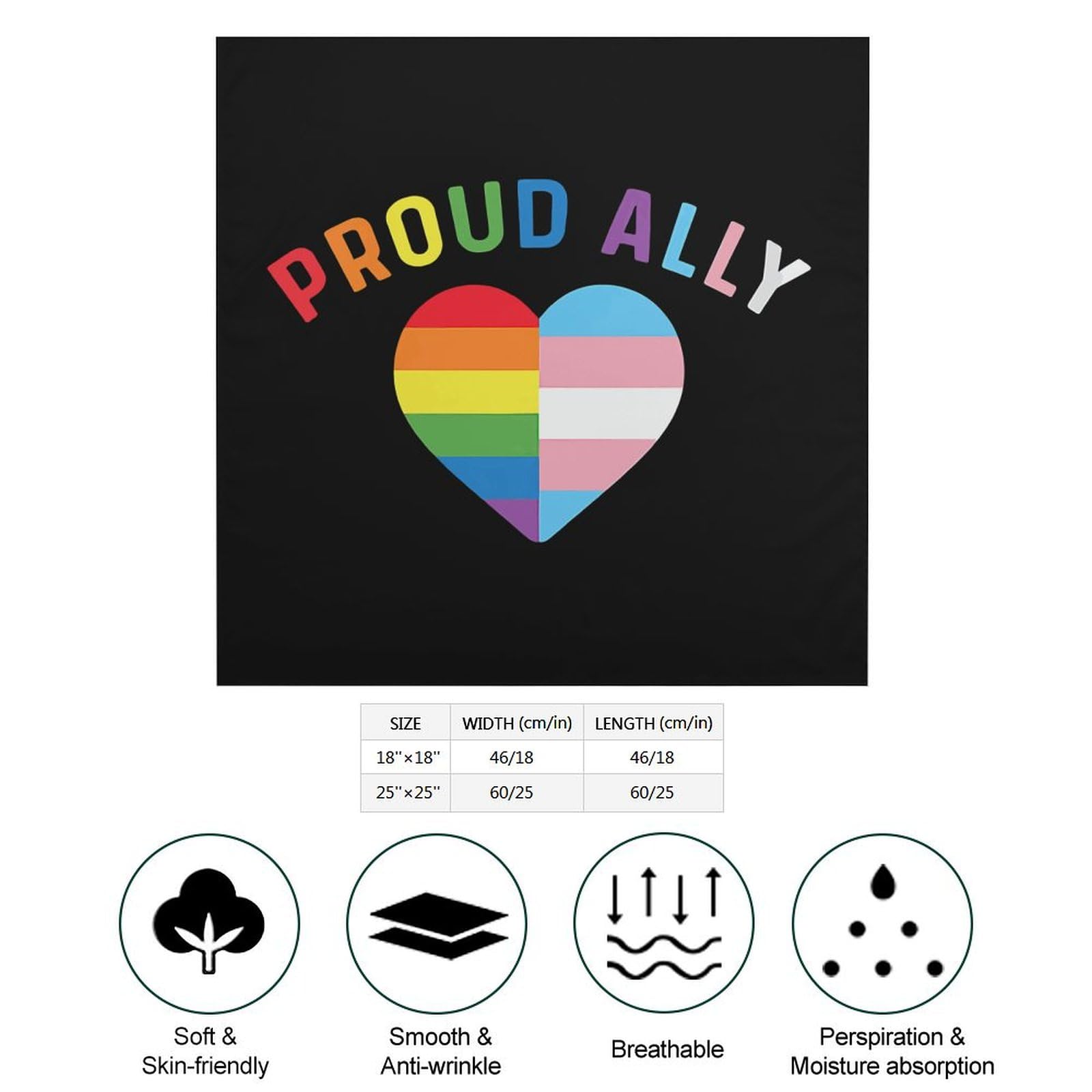 Csemeie Pride Month LGBTQ Gay Pride Ally Bandana Hair Scarf Headband Adjustable Neckerchief for Men Women Decor