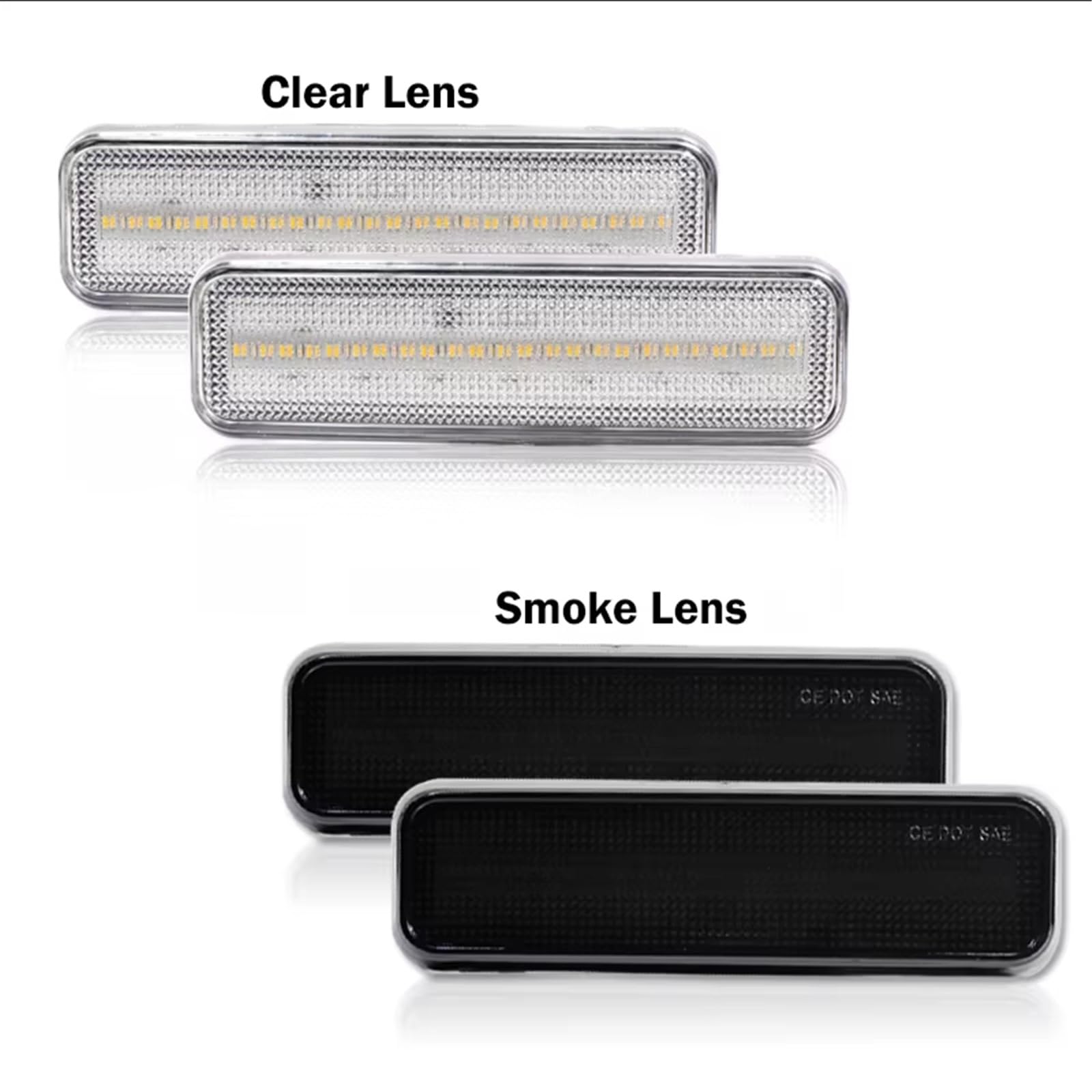 Luci A LED Dinamiche Indicatori Per Dodge Per RAM Per CAMION Per CHARGER D100 D150 D250 2 pezzi Luci di posizione laterali anteriori/Luce di direzione T10 Ambra(Smoked Lens white)