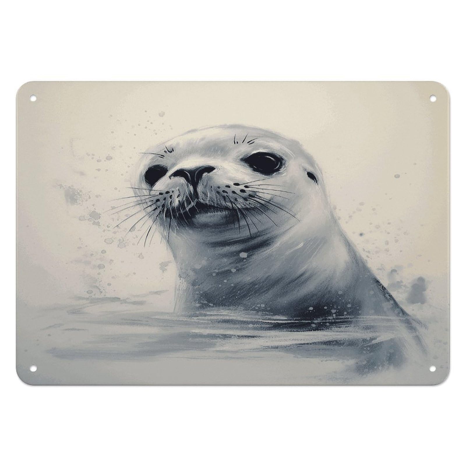 Btcowzrv Style Harp Seal Painting Metal Sign, 5.5" X 7.9" Tin Wall Decor, Wall Art Plaques For Home Wedding Decor Room Living Room Decoration