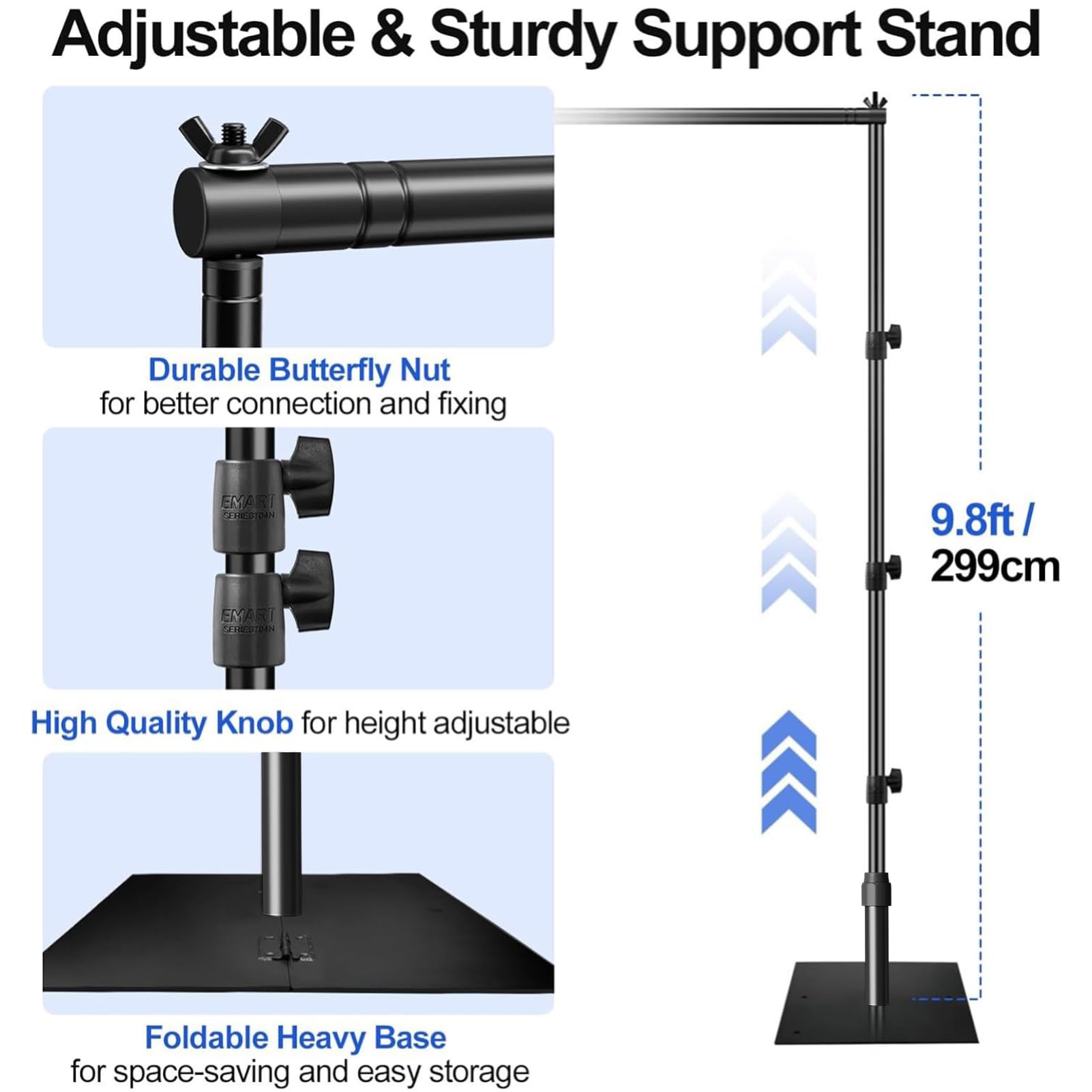EMART 3x3m Supporto Fondale Fotografico con Base, Sistema di Supporti Sfondo Professionale Set con Borsa di Trasporto per Studio, Fotografia Prodotto
