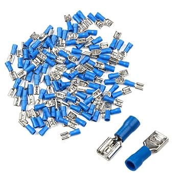 ERH India (50 Pc) Female Insulated Spade Wire Crimp Connectors 16-14AWG Insulated Terminals Ring Electrical Wire Crimp Connectors FDD2-250 Copper Crimp Terminals 6.3mm Blue