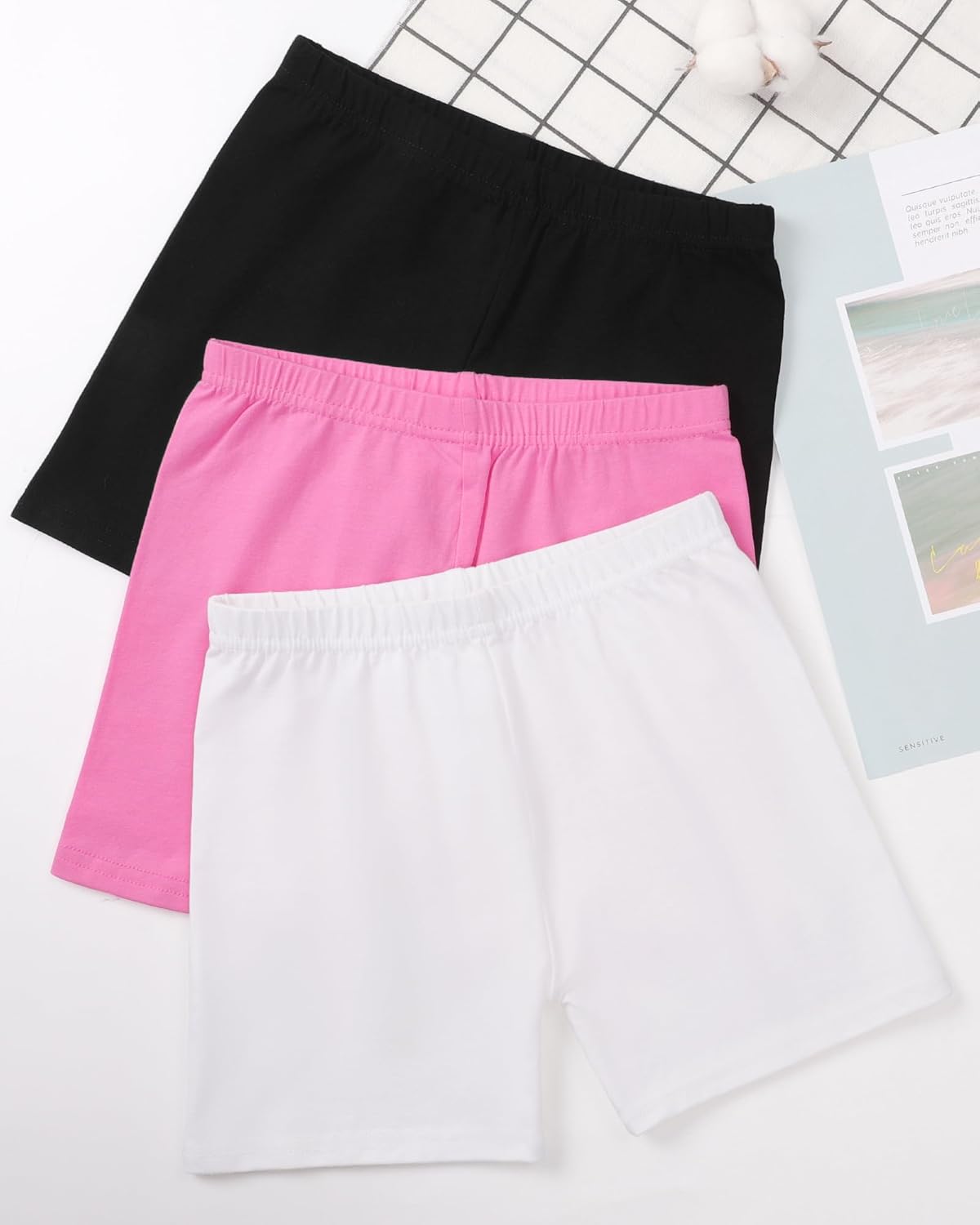 3 Pack Girls Bike Shorts Kids Cartwheel Basic Cotton Under Dress Biker Shorts for Running Dance - Image 6