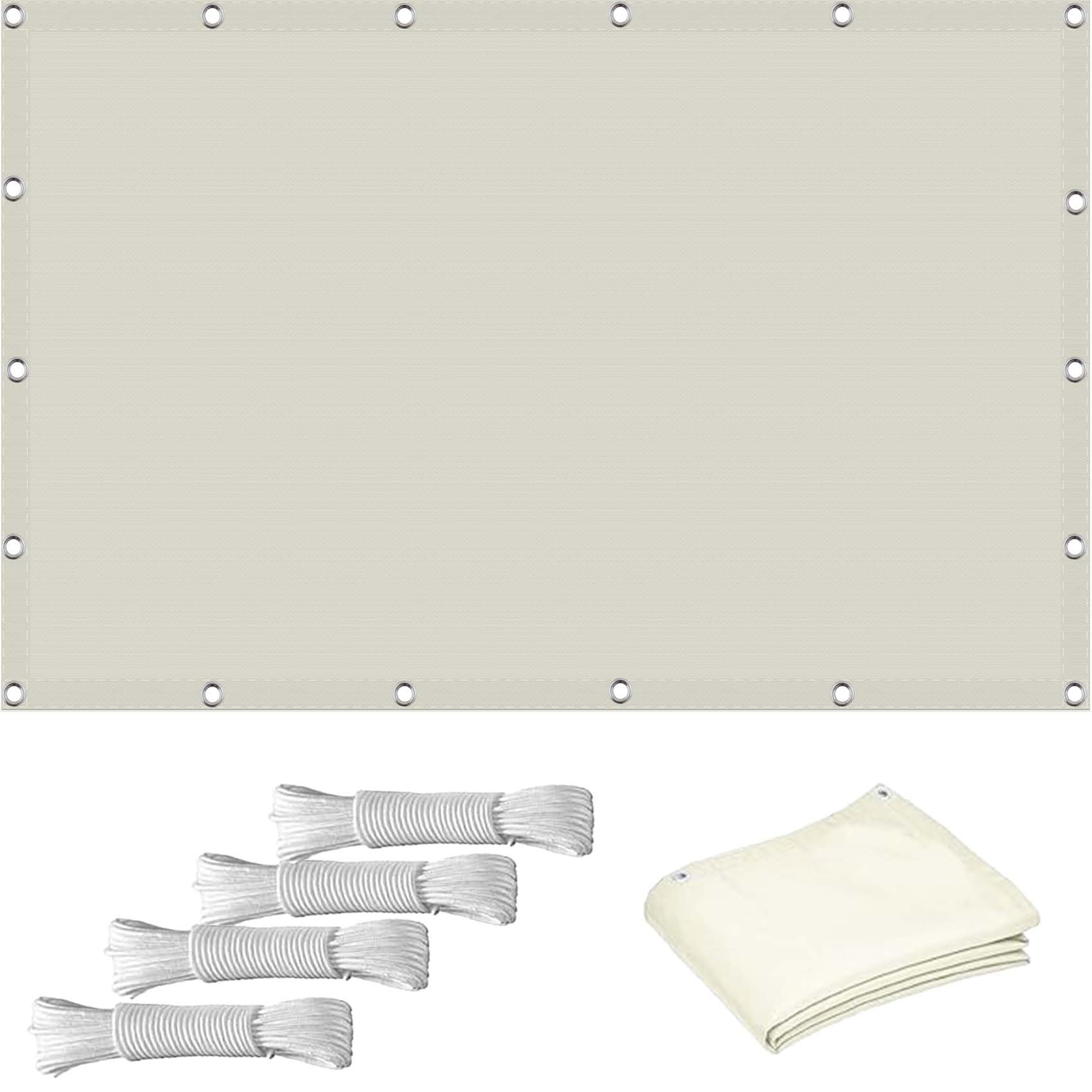 GLDYTVF Beige Sun Sail Canopy 2.7 x 2.9m 95% UV Blockage Wind & Permeable Lightweight Garden Shade with Free Rope