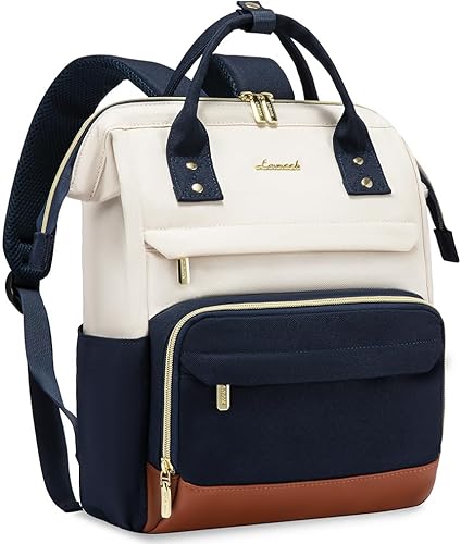 LOVEVOOK Mochila de moda para mujer, Beige-azul-marrón, Bolso mochila de moda