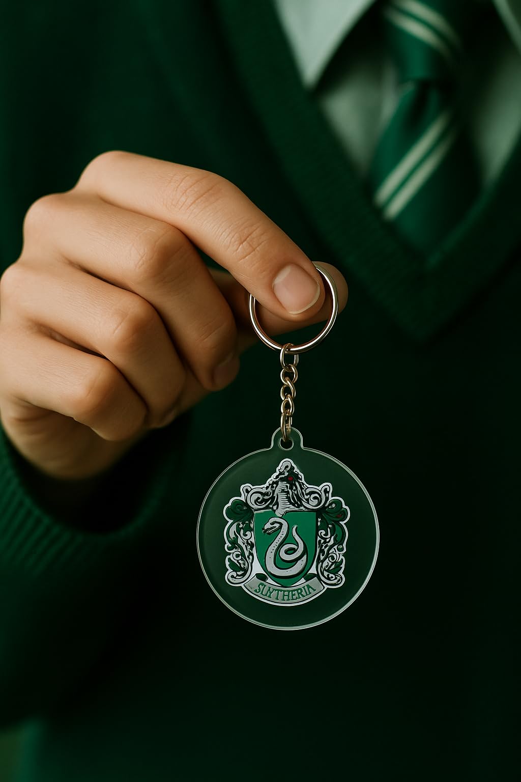 Hogwarts house keychain, Acrylic Keyrings Featuring Gryffindor, Slytherin, Ravenclaw & Hufflepuff, Harry potter keychain- 1 pc-image-4