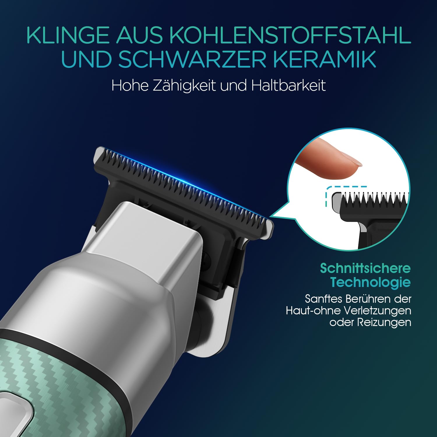 VOYOR Barttrimmer Herren,Ganzkörper Haarpflege,Rasierer und Haarschneider für Gesicht,Kopf und Körper,Wasserdicht,USB-C,Bart Trimmer mit 3 Kamm HT310 (Grün)