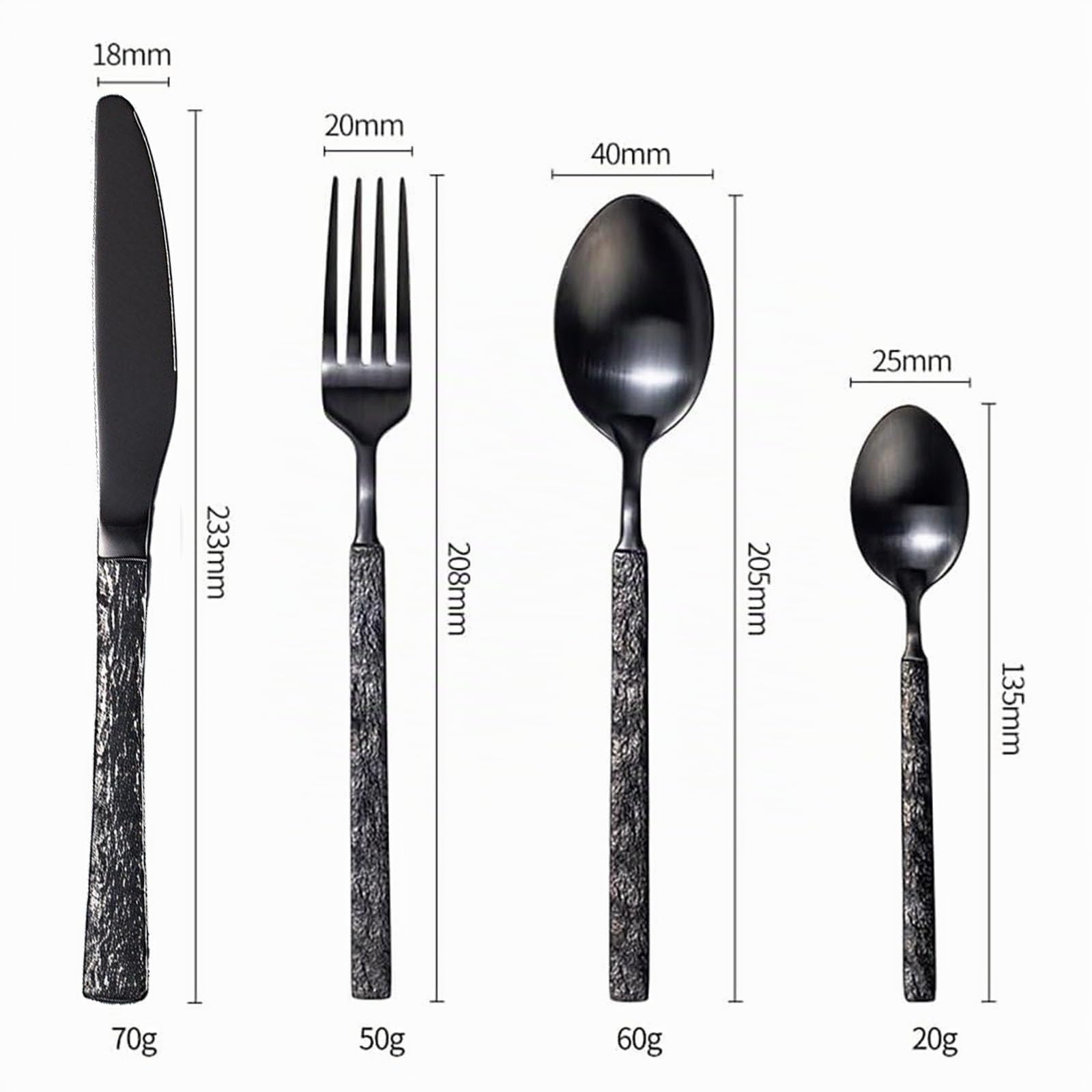 Besteckset 8 Personen Geschirrset Geschnitztes Besteck Edelstahl Schwarz Set, Cutlery Set, Spülmaschinenfest Beste Geschenkkombination ESSONIO (8 Satz mit 32 Stück)