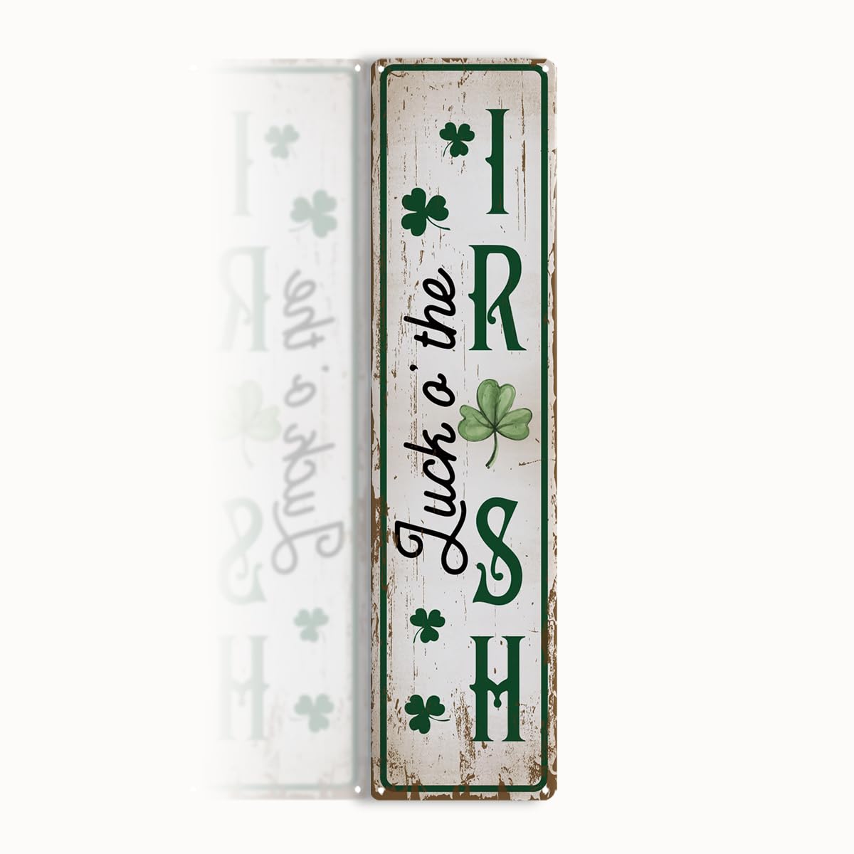 peiyeety Vintage Metal Tin Sign Irish Luck Vertical Retro Street Sign, Rustic Wall Decor for Home, St. Patrick's Day, Man Cave, Garage, Kitchen, Office, Farmhouse, Patio, Garden, Porch, 4 * 16 inch