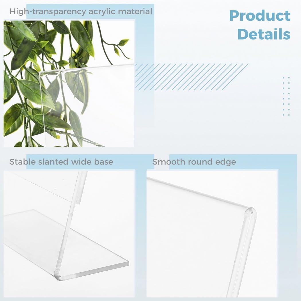 6 Pcs Clear Acrylic Menu Display Holders, 6X4In Slanted Tabletop Photo Frames, Plastic Paper Stands For Offices, Restaurants, Hotels