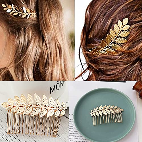 Salocy Hair Combs For Women Accessories,2 Pcs Gold Leaf Hair Combs Wedding Hair Comb For Women Bridesmaid Wedding Hair Accessories #TOP1