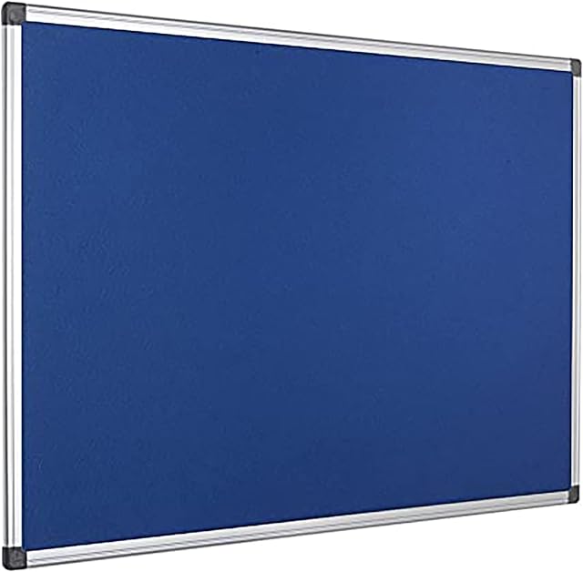 KAV 900 x 600mm Aluminium Frame Notice Pin Board - Felt Notice Board Bulletin Frame for Office, School, Bedroom, Memo, and Home (Blue)