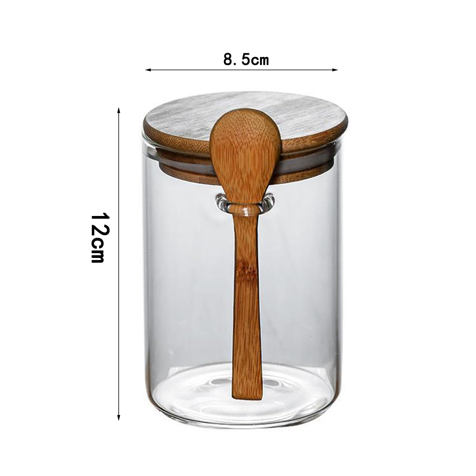 soulnioi Sealed Jar with Bamboo Lid with Spoon Clear Glass Storage Canister Flower Tea Sealer Candy Jar Coffee Bean Organizer Round 500ML 4PCS - Image 2