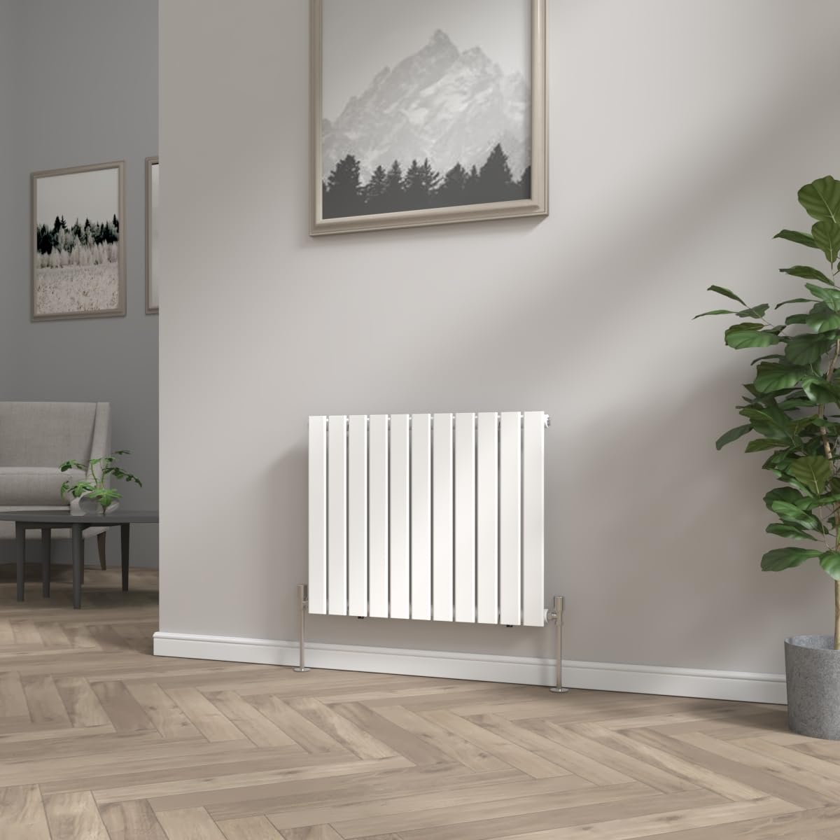 NRG Modern Radiator White 600x748mm Single Flat Panel Heater Interior Designer Horizontal Bathroom Radiators — image 1