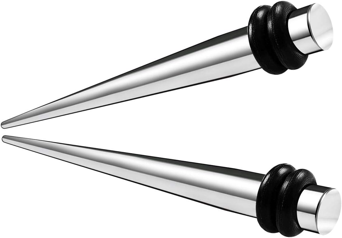 BanaVega 2PCS Stainless Steel Flesh Black O-Rings Ear Taper Earring Piercing Stretching Gauge Piercing Jewelry Choose Sizes