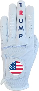 Trump MAGA Golf Glove - Cabretta Leather With President Donald Trump Shocker, Mens Golf Attire and Essentials, Fun Golfer Gag Gift, Right or Left Hand