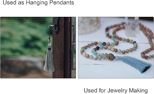 Miniatura 5 de HARFINGTON Borlas para marcapáginas 8 piezas de 65 pulgadas suaves y sedosas con trabillas para llavero graduación hecho a mano accesorio de