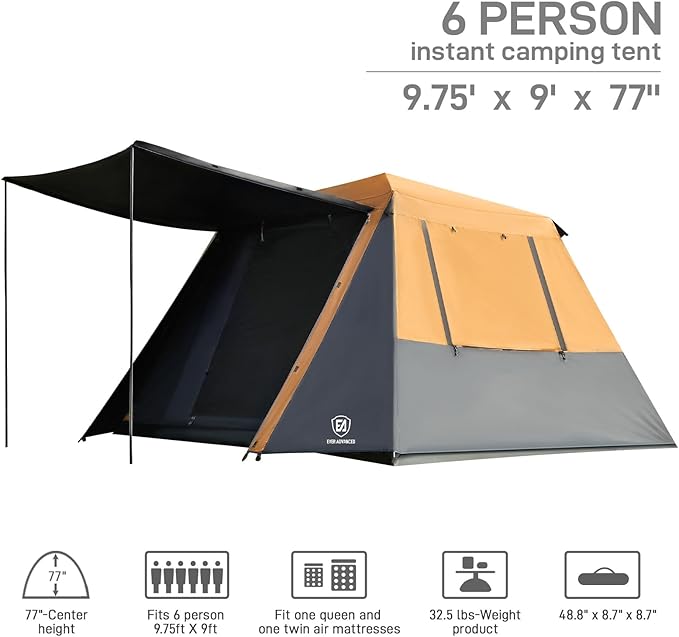 EVER ADVANCED Carpa Familiar 6 Personas Instantánea con Vestíbulo miniatura 6