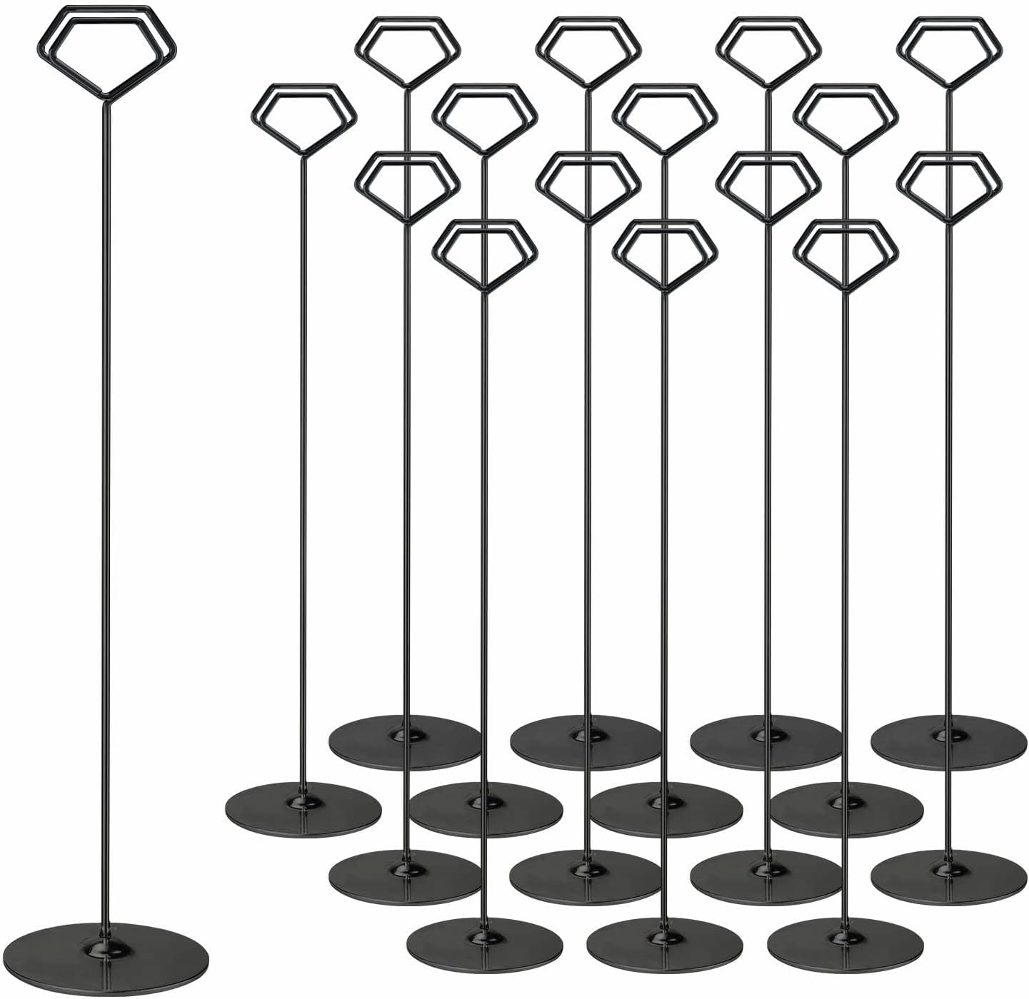 Urban Deco 16PK Table Number Holders 12 Inches Place Card Holder Metal Table Card Holders, Picture Holders For Tables, Card Holder Stand For Wedding Décor - Black Sign Holder
