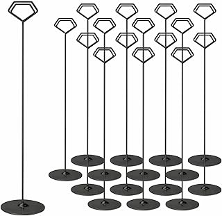 Urban Deco 16PK Table Number Holders 12 Inches Place Card Holder Metal Table Card Holders, Picture Holders For Tables, Card Holder Stand For Wedding Décor - Black Sign Holder