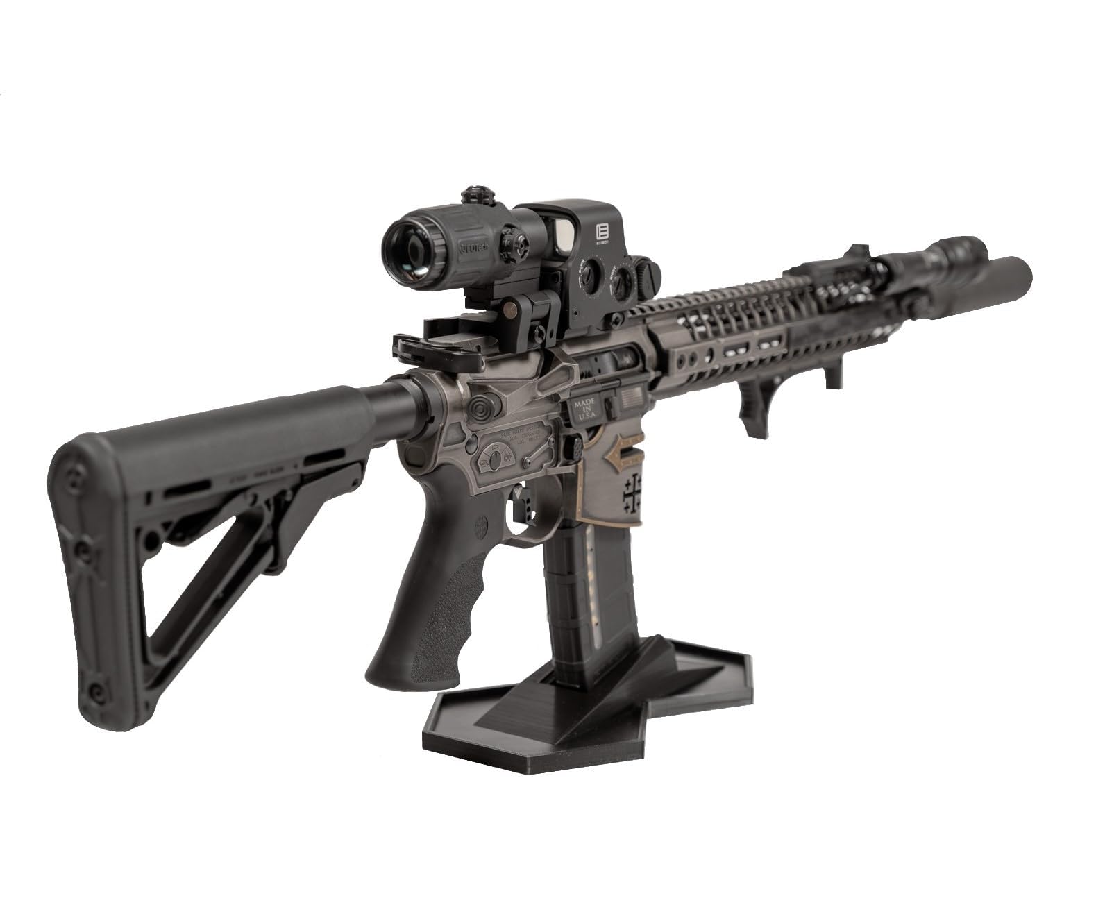 Mag Mount AR 15 Style Rifle Display/Stand - Secure and Sleek, Tactical Design - Made in USA - 5.56 NATO / .223/300 Blackout. SBR, Pistol & Rifle Storage (TMR) - 2A