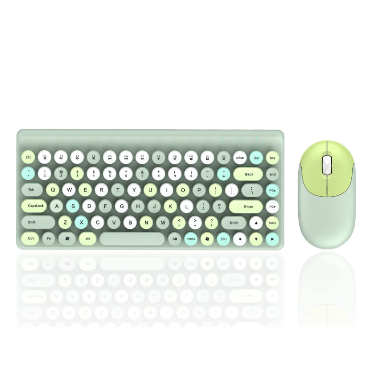 Jectse Tastiera e Mouse Wireless 2,4 GHz - Combo Ergonomico Con Tastiera Retrò Per Macchina Da Scrivere e Mouse 1200 DPI - Per Computer (Verde)