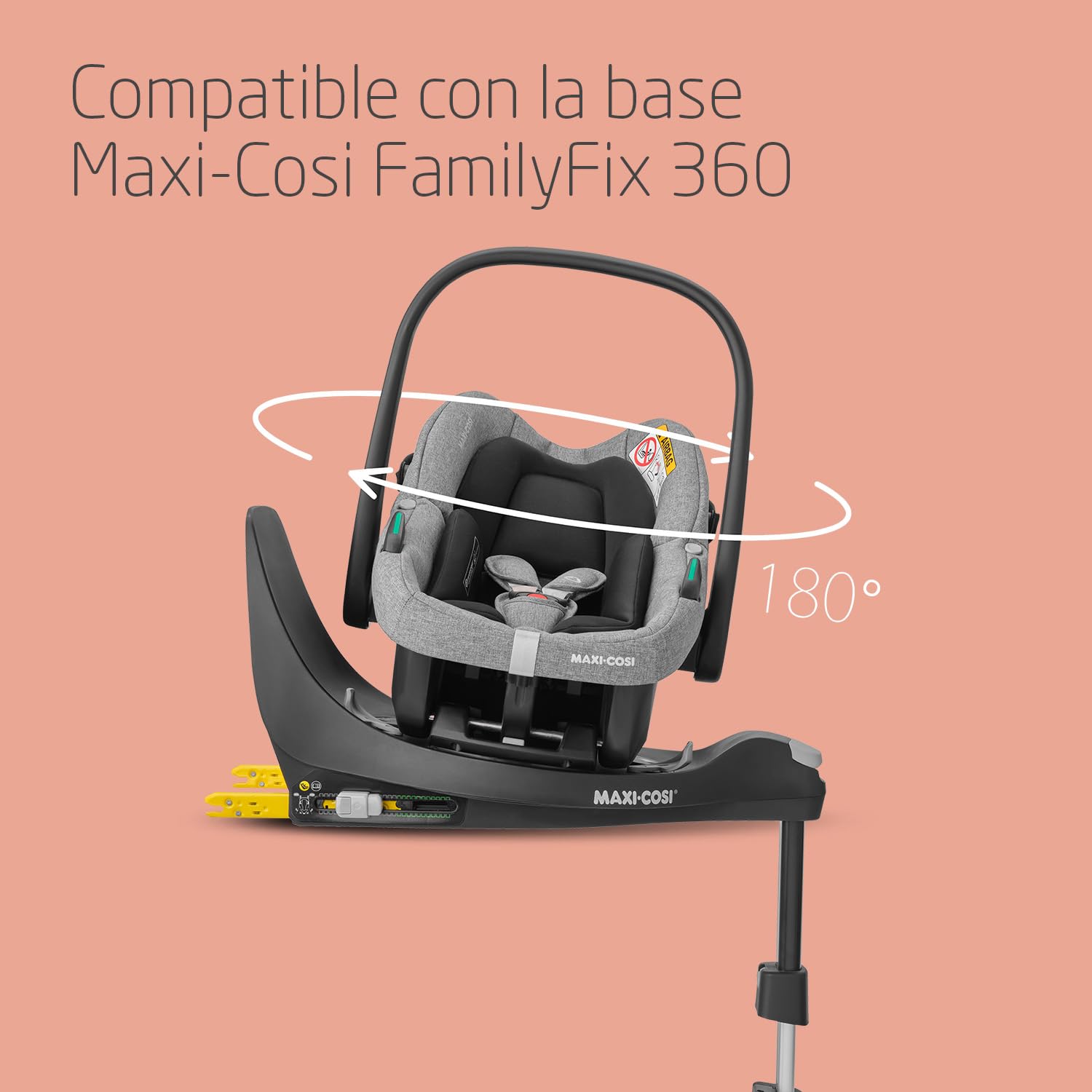 Maxi-Cosi Pack Zelia S Trio Cochecito Bebé 3 Piezas, FamilyFix 360 Base Giratoria - Silla de Paseo 3 en 1 con Cabriofix S i-Size Silla Coche Bebé, 0-4 años, Gris + FamilyFix 360 Base ISOFIX, Negro