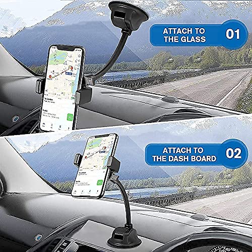 Supporto Cellulare Auto Porta Cellulare da Auto, 3 in 1 Porta Cellulare da Auto Braccio lungo Rotazione a 360° Porta Cellulare da Auto regolabile per tutti gli smartphone iPhone 12 Samsung s21 Huawei