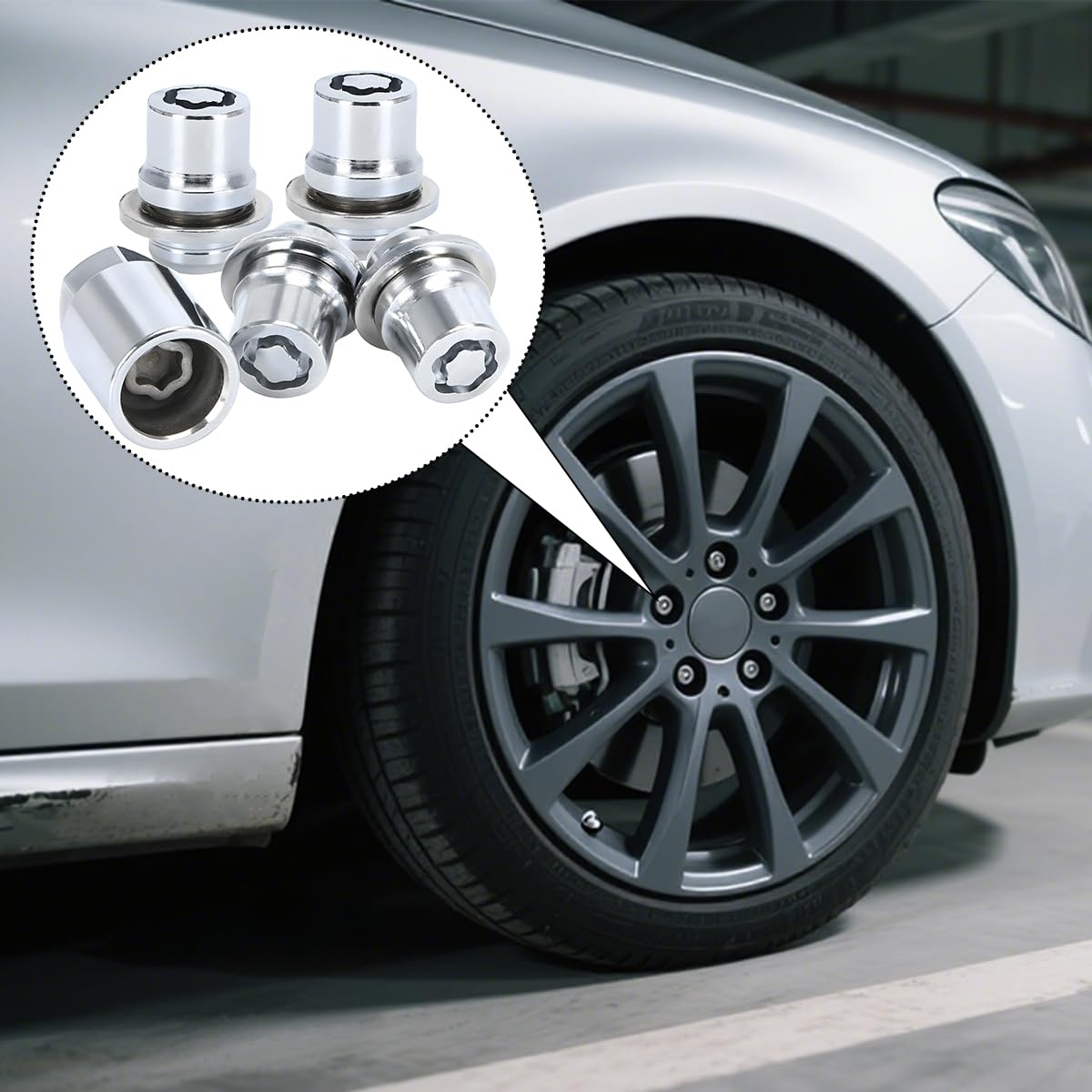 HZEL Chrome Wheel Lock Lug Nuts - Anti-Theft Security -6 HZEL Chrome Wheel Lock Lug Nuts - Anti-Theft Security -6