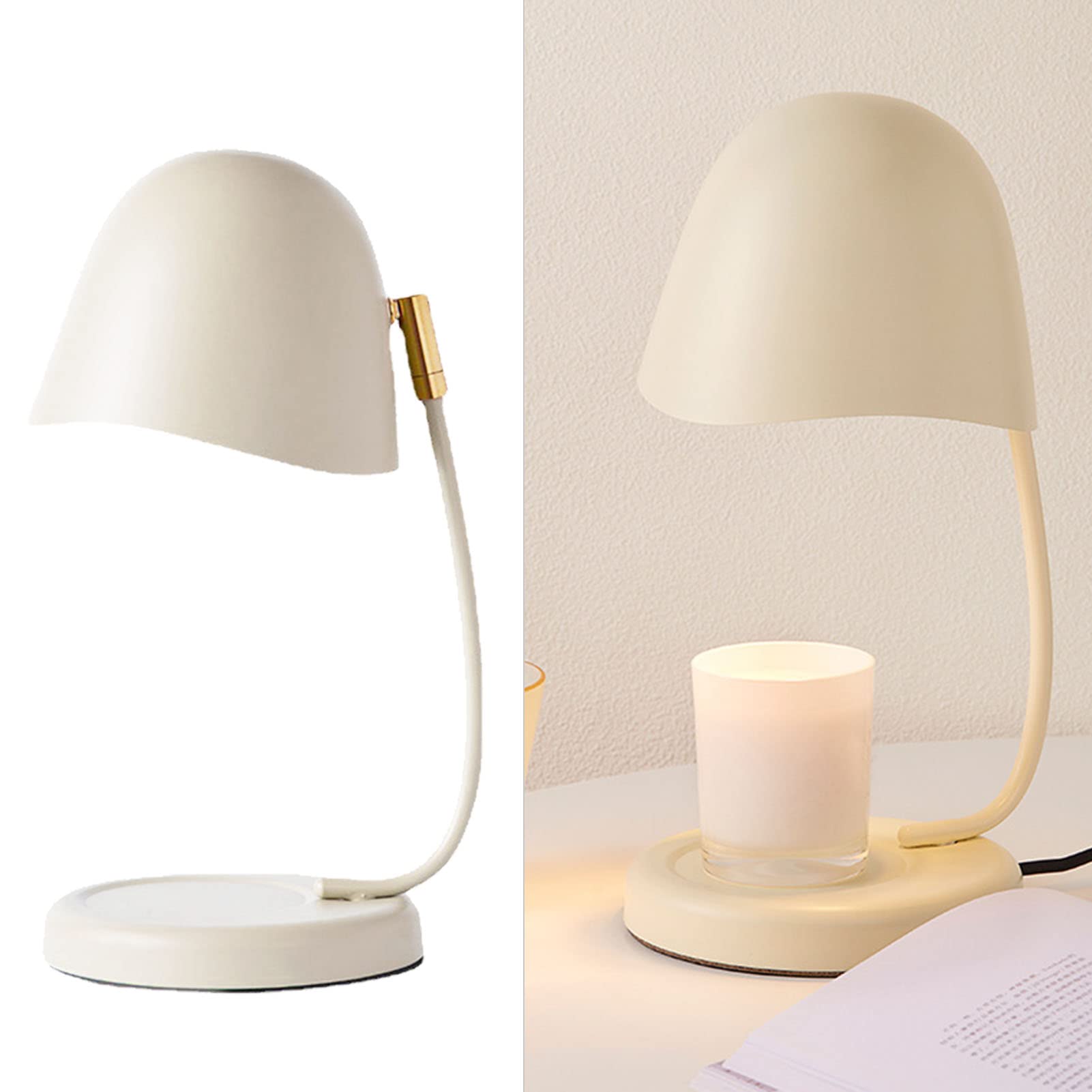 Lampada a Candela Fondente, Lampada Scaldacandela Profumata, Lampada da Tavolo Più Calda, Lampada Scaldacandela con 2 Lampadine, Lampada da Tavolo Scaldacera, per Arredamento Home(Bianco crema)