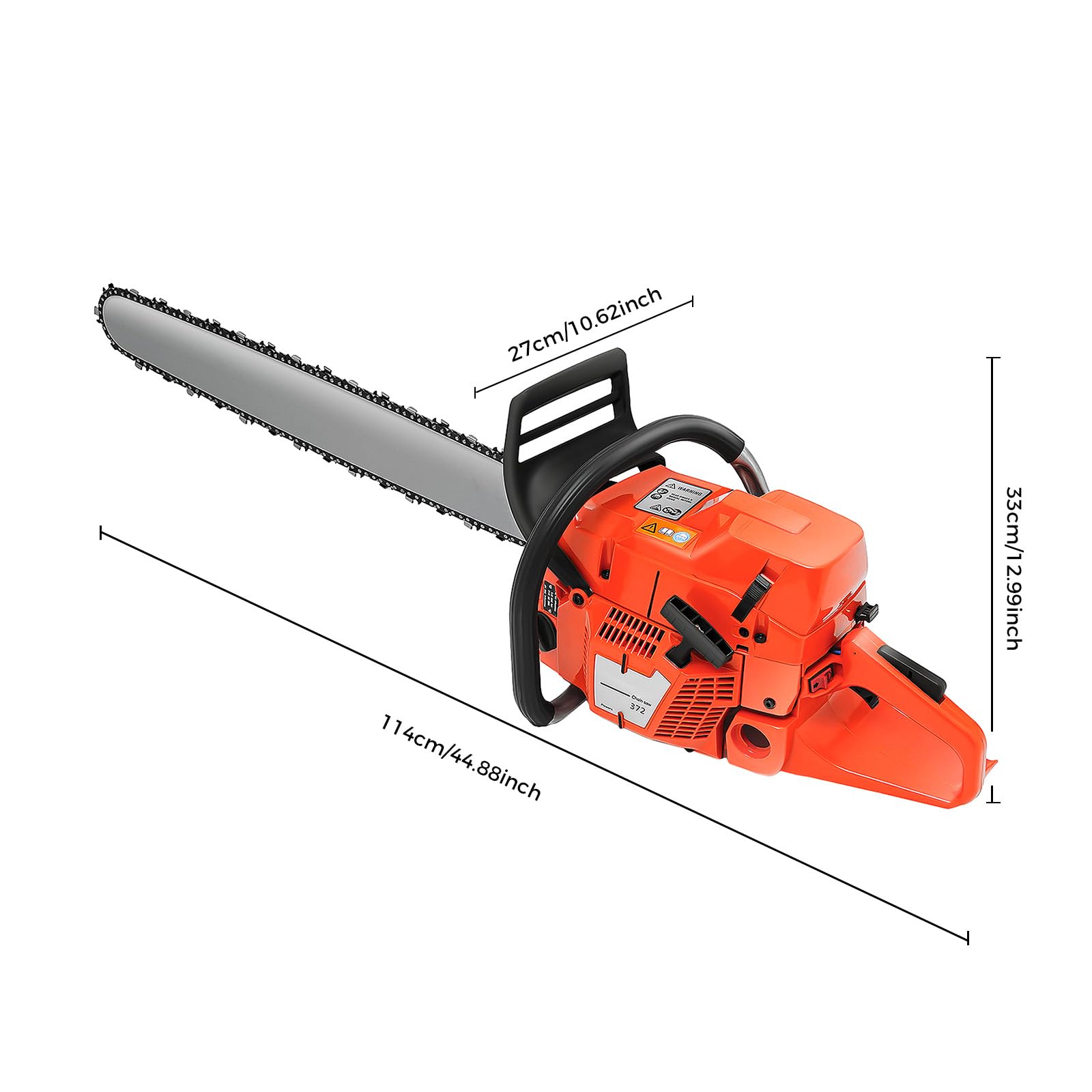 Motosierra de gasolina de 71 cc, 3,9 kW, motor de 2 tiempos con espada y cadena, refrigerada por aire, diámetro de corte de 71 cm, motosierras profesionales de gasolina para corte en madera, jardín
