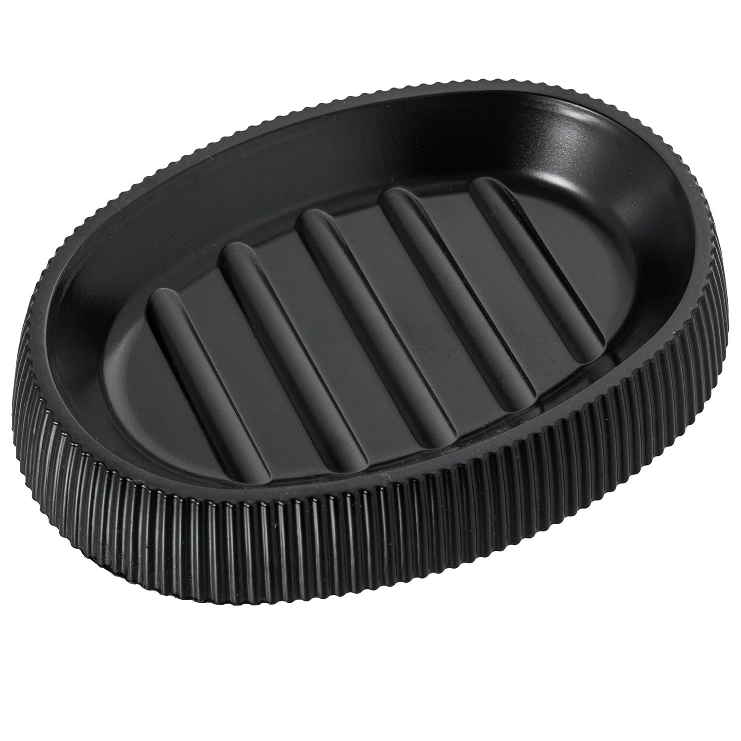 Porte-savon ovale acrylique noir pour éviter les traces de savon
