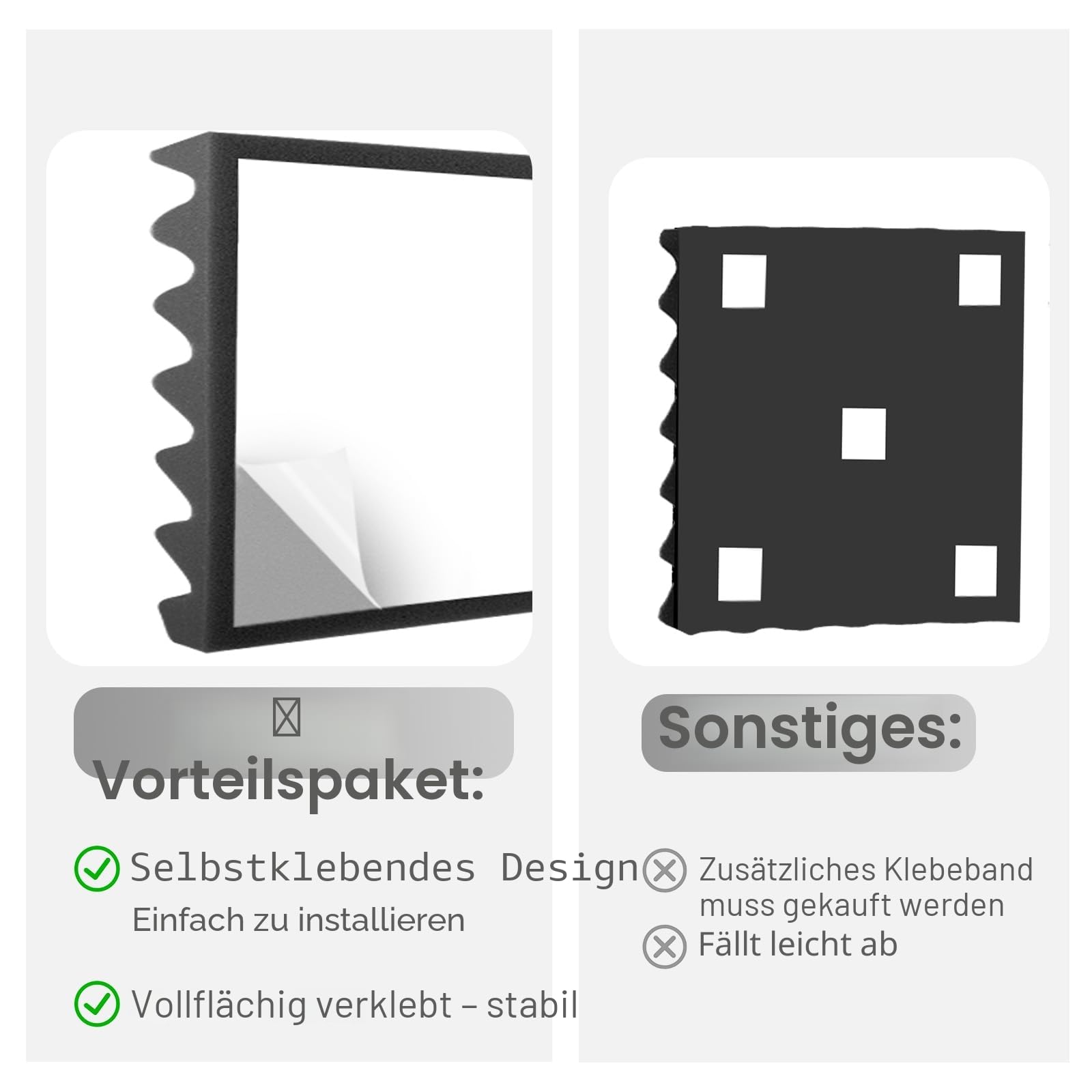 JBER 12 Stück Akustikpaneele Selbstklebend, Schallschutzplatten 30 x 30 x 3 cm, Hochdichte Akustikschaumstoff Wandpaneele für Aufnahmestudio, Heimbüro, Schlafzimmer, Spielzimmer