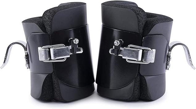 DXMCC Anti Gravity Inversion Boots Ab Crunch Abdominal Sit Up Hooks Bar Therapy Core Gym Fitness Exerciser Inversion Gravity Boots-Black-A Pair