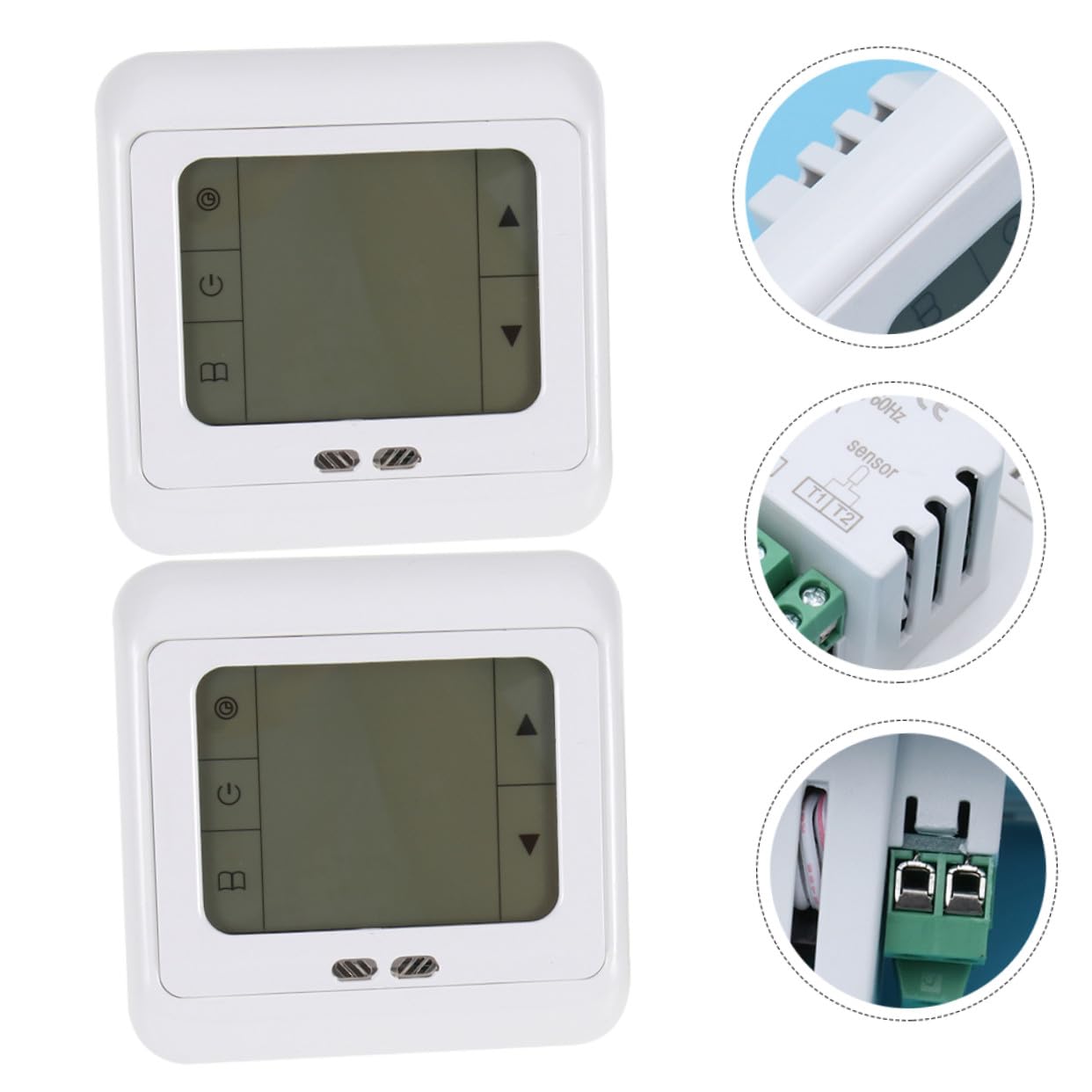 TEHAUX 2 Stück Programmierbare Digitale Thermostate mit Touchscreen Kunststoff Temperaturregler für Fußbodenheizung Großes LCD Display 6 Zeiträume Stromausfallsicher Raumheizungsteuerung